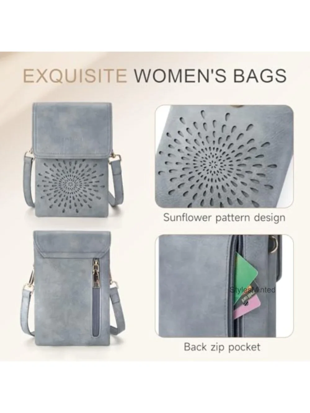 Small Crossbody Bag with Phone Pocket, Faux Leather Handbag, Adjustable Strap